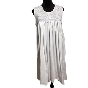 Schweitzer Linen Smocked Pima Cotton Cottagecore Nightgown – White, Size M